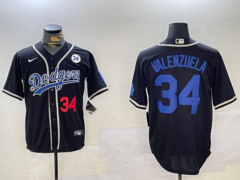 Men Los Angeles Dodgers #34 Valenzuela Black Game 2024 Nike MLB Jersey style 11209